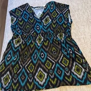 Requirements Multicolor Patterned V-Neck Top